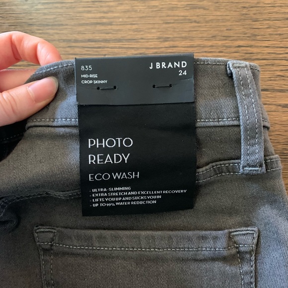 New Jbrand Mid Rise Crop Skinny Jeans Gray with Neon Detail Size 24 Women’s - Picture 9 of 9